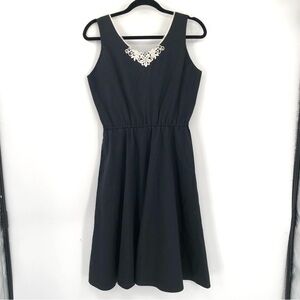 VINTAGE HAL HARDIN Dress Black White Lace Detail Vtg Cotton? Women 8 A Line